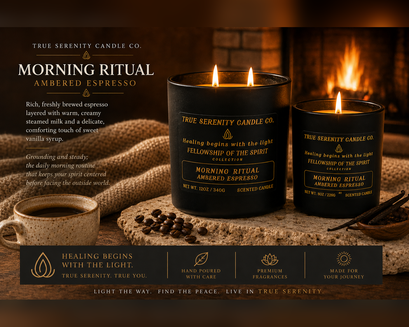 Morning Ritual Ambered Espresso candles with coffee and vanilla